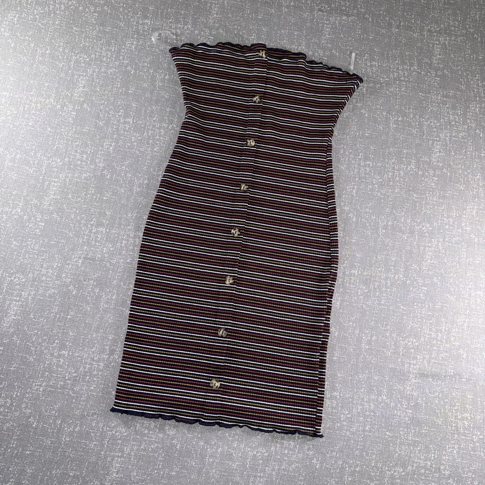 Chocolate Dress‎ Womens Large Multicolor Striped Button Front Tube Bodycon USA